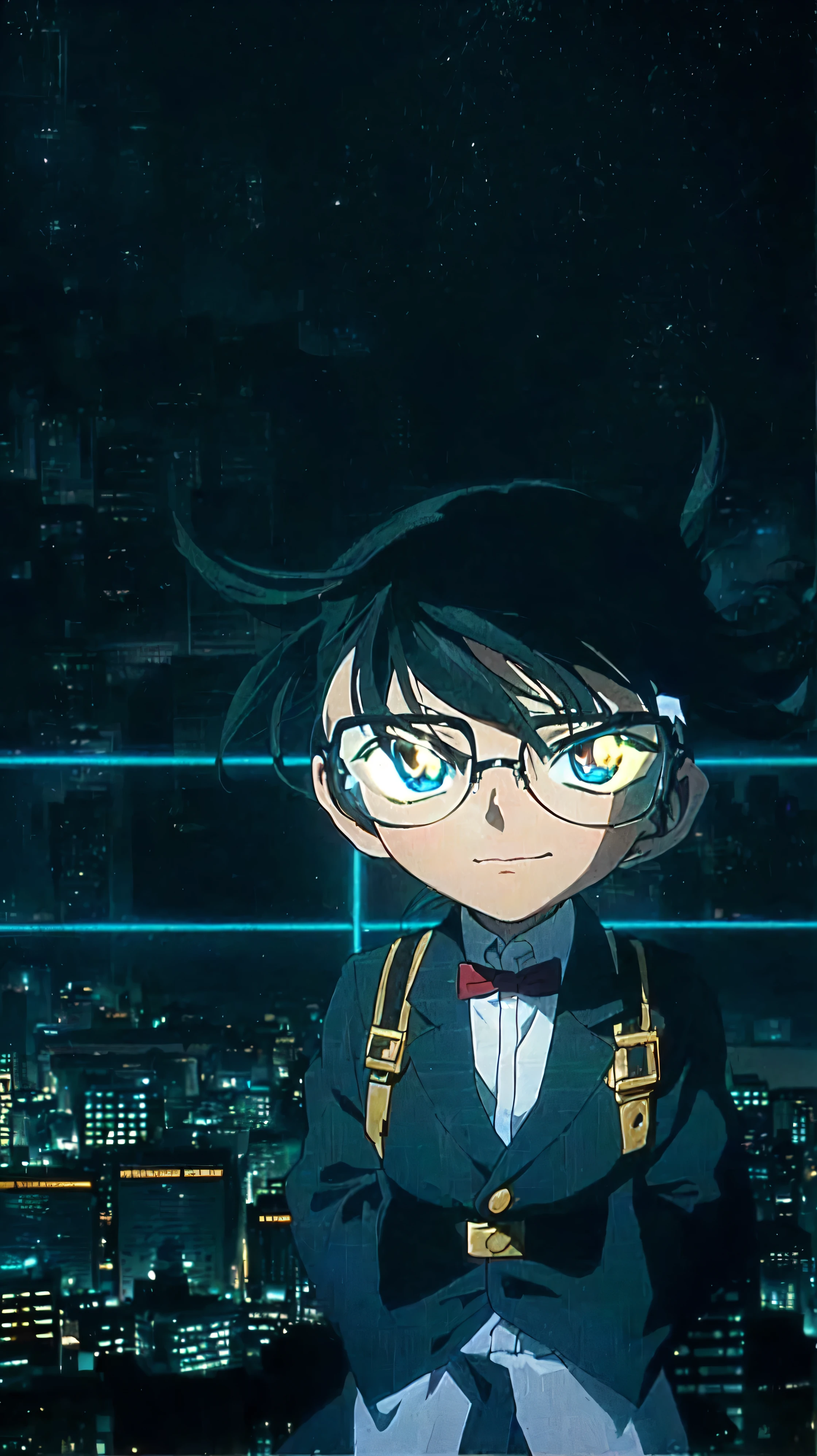 masterpiece, Highest quality, (Highly detailed CG Unity 8K wallpapers), (Highest quality), (Best illustrations), (Best Shadow), Absurd, Realistic lighting, (abyss), Beautiful sparkle, Anime character standing in front of a night city, shinichi sakamoto, Inspired by Shinji Aramaki, Shinji, mamoru hosoda, In anime movies, yukio - e, aramaki Shinji, Anime PostersMovie StillsPortrait, Anime still film Anime colored paper, アニメのmasterpiece, As an anime character