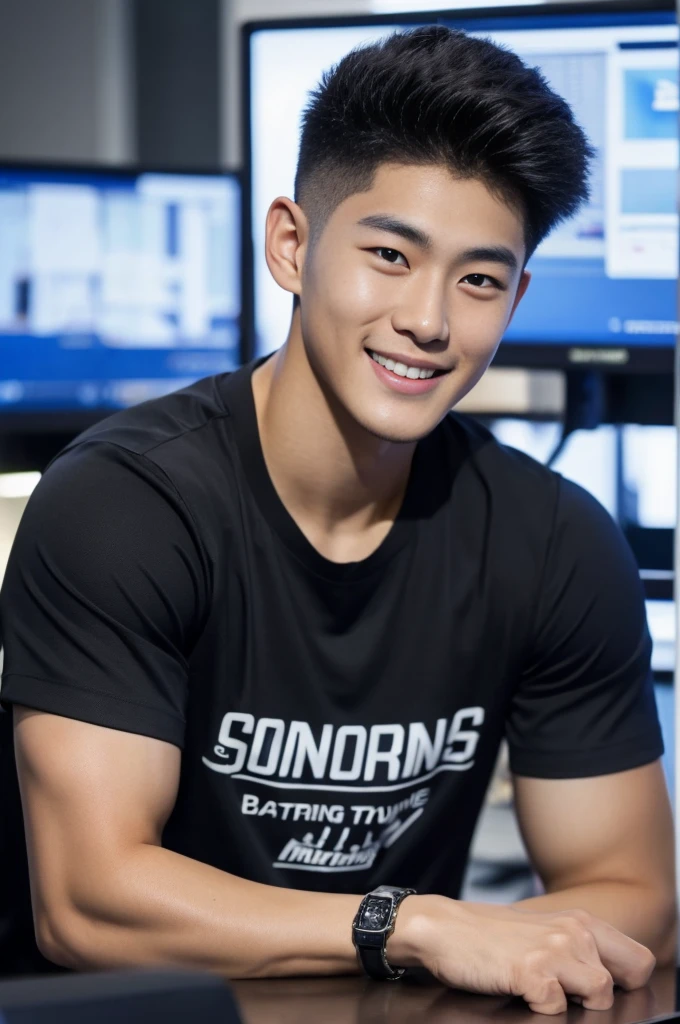 ((Highest quality, 8K, Masterpiece:1.3)),Thailand Laos Burma Asia,Thai man buzz haircut,A handsome Asian sport short hair,a muscular beard,and big muscles.,1A man who has,yo,Good appearance,Beautiful nose,Detailed eyes and face,beautiful light,(studio),high resolution,(Look at the viewer.),Fine mouth,whole body:1.5,perfect shape:1.3,Picture of both shoulders:1.3,(t-shirt:1.2),black cargo pants,wristband,landscape,(The background is Bokeh:1.2),on the sea,(fur-trimmed_jacket:1.2),