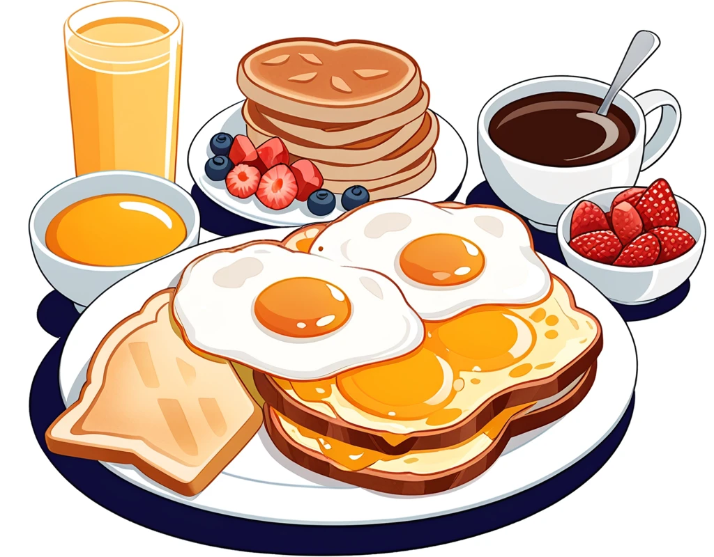 Generate American Breakfast（American Breakfast）illustration