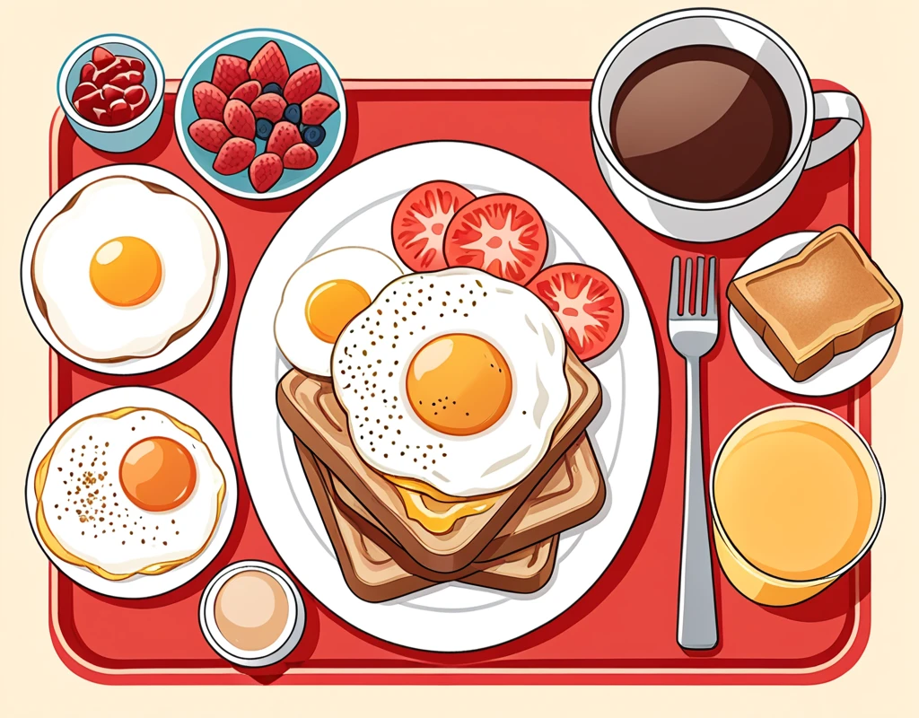 Generate American Breakfast（American Breakfast）illustration