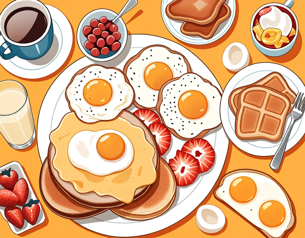 Generate American Breakfast（American Breakfast）illustration