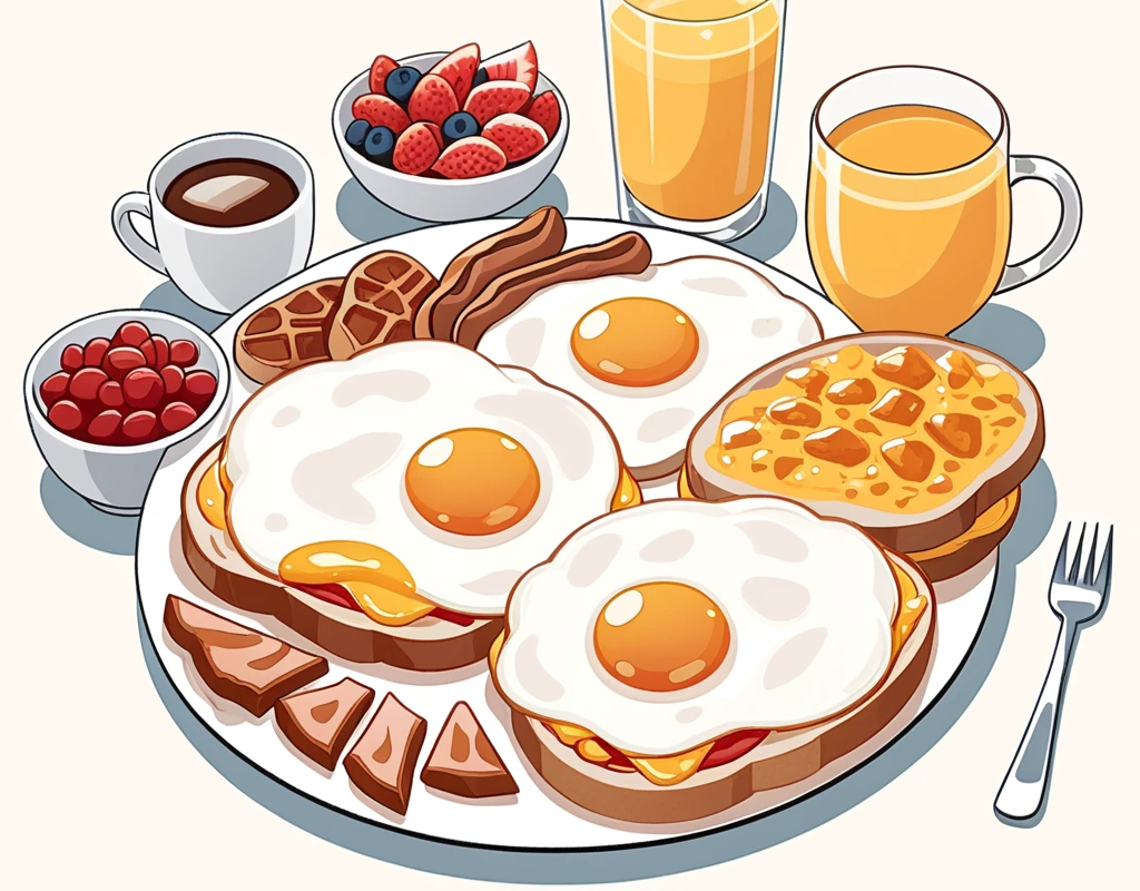 Generate American Breakfast（American Breakfast）illustration