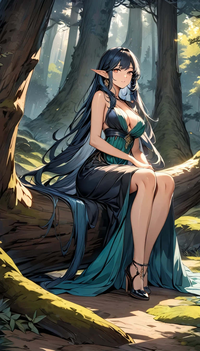 The costume, Long hair, girl, Big eyes, Green mountains and green water,