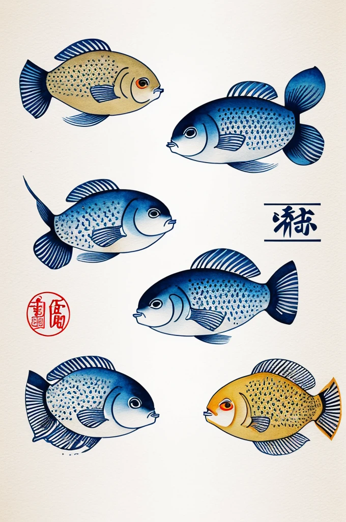 Stylish Japanese design in Ukiyo-e style. Logo for a Japanese high-end puffer fish restaurant. Illustration of puffer fish,The watercolor style is very cool, similar to calligraphy。
The logo of a high-end Japanese restaurant. The logo has a neat and stylish design with a white background.