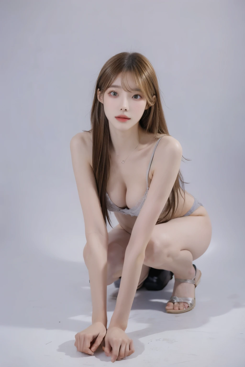 Beautiful woman,Have a perfect body:1.4,Prominent cleavage,Layered Hairstyle,Highly detailed face and skin texture,Double eyelids,Skin Whitening,Long hair,Whitening long legs,blonde,full-body shot