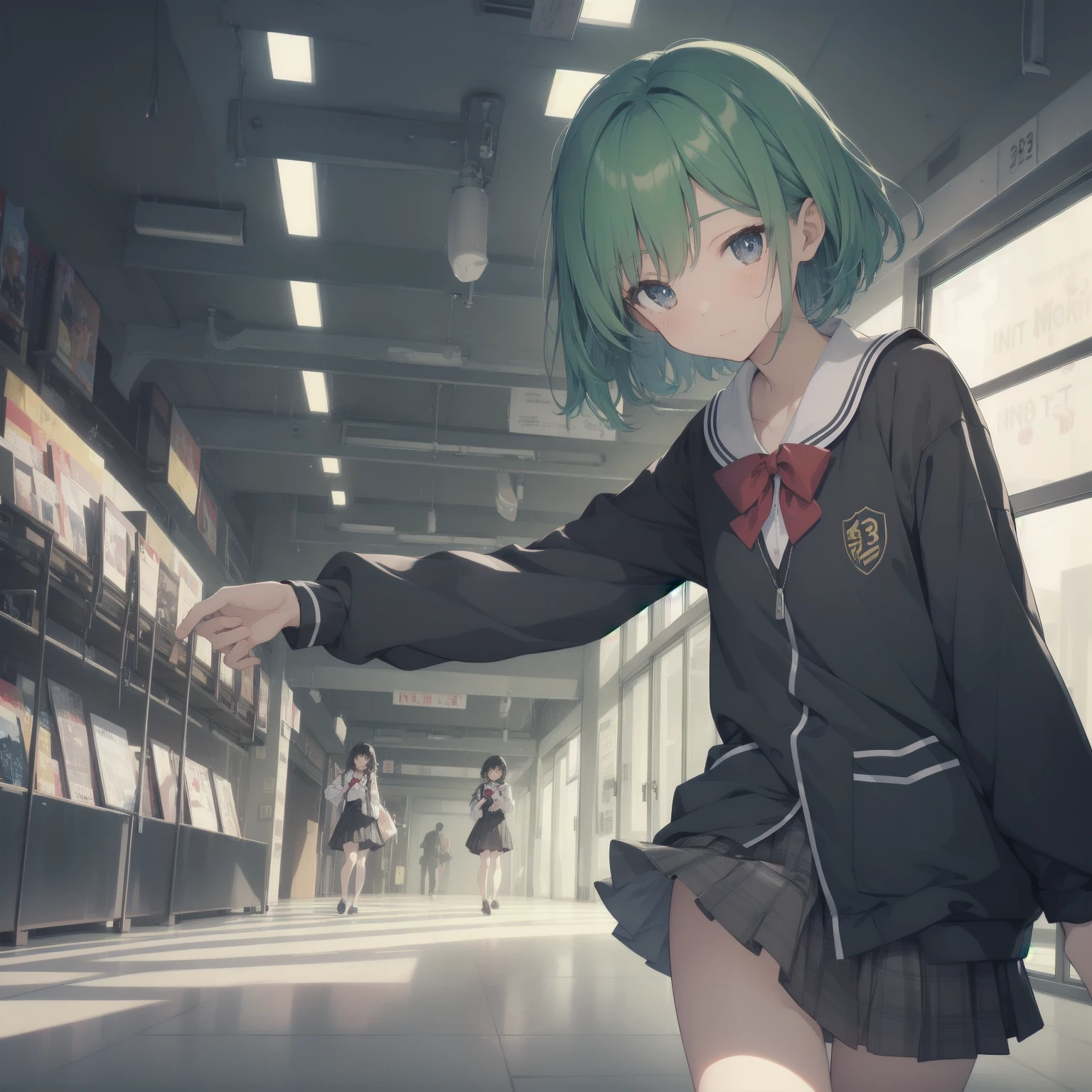 ultra-absurdres-Top quality by artist God, ultra-detailed, high resolution, anime moe artstyle, best anime 8k konachan wallpaper, pixiv contest winner, pool:2810, perfect anatomy,break, 1girl, (Please draw a girl walking sleepily to school alone. )break,(Solo,little female, 13-year-old:1.3),Full limbs, complete fingers,a junior high school student, (very short hair), short cut, flat chest, , small butt, small black eyes, beautiful detailed eyes, well-proportioned iris and pupils, expressive eyes, highres detailed hair, soft expression, salor school_uniform, sailor collar, serahuku, bow, pleated skirt,(Detailed Lighting), (Detailed background), in the School commute route. break,super detailed skin, Best cinematic lighting powered by famous artist, 8k,beauty illustration,photoshop_(medium),very aesthetic,break,((artist:yuuhagi_(amaretto-no-natsu) )), artist:clamp ,artist:carnelian ,artist:kantoku ,