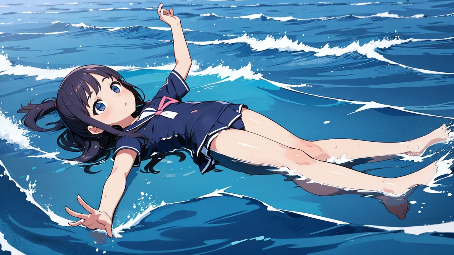 A very cute girl, around 10 years othe sea. She looks like she’s having a great time.