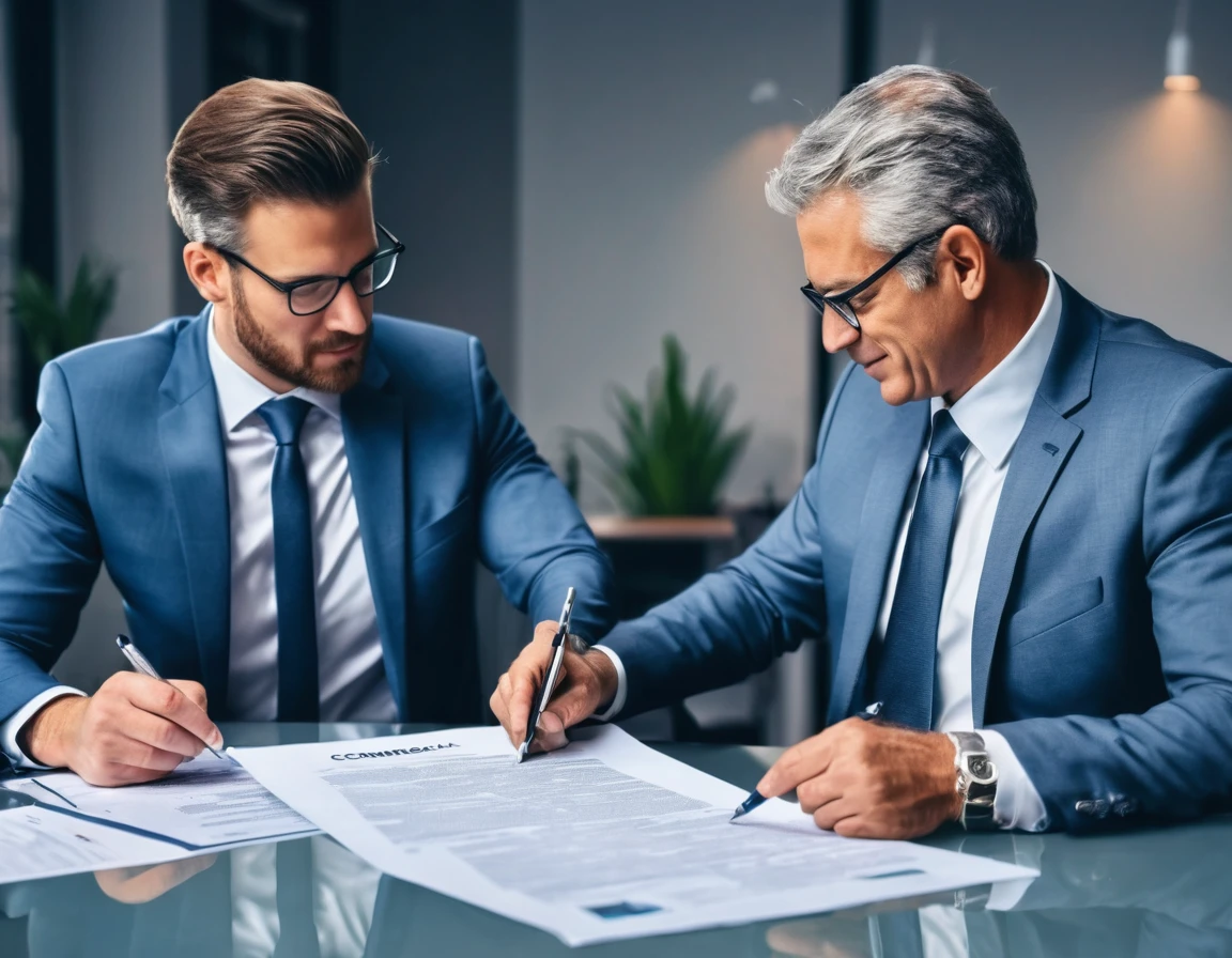 two businessmen negociating a big commercial contract