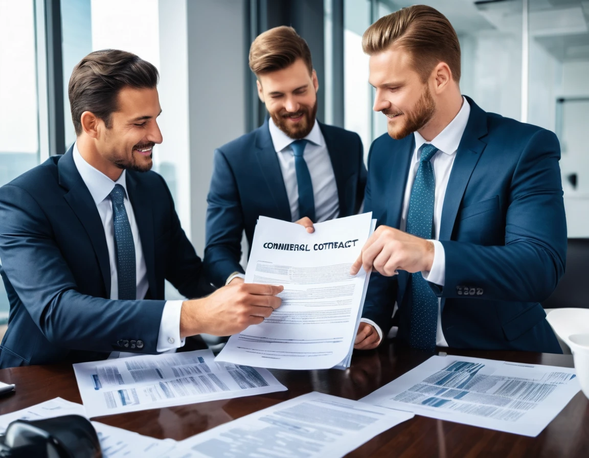 two businessmen negociating a big commercial contract
