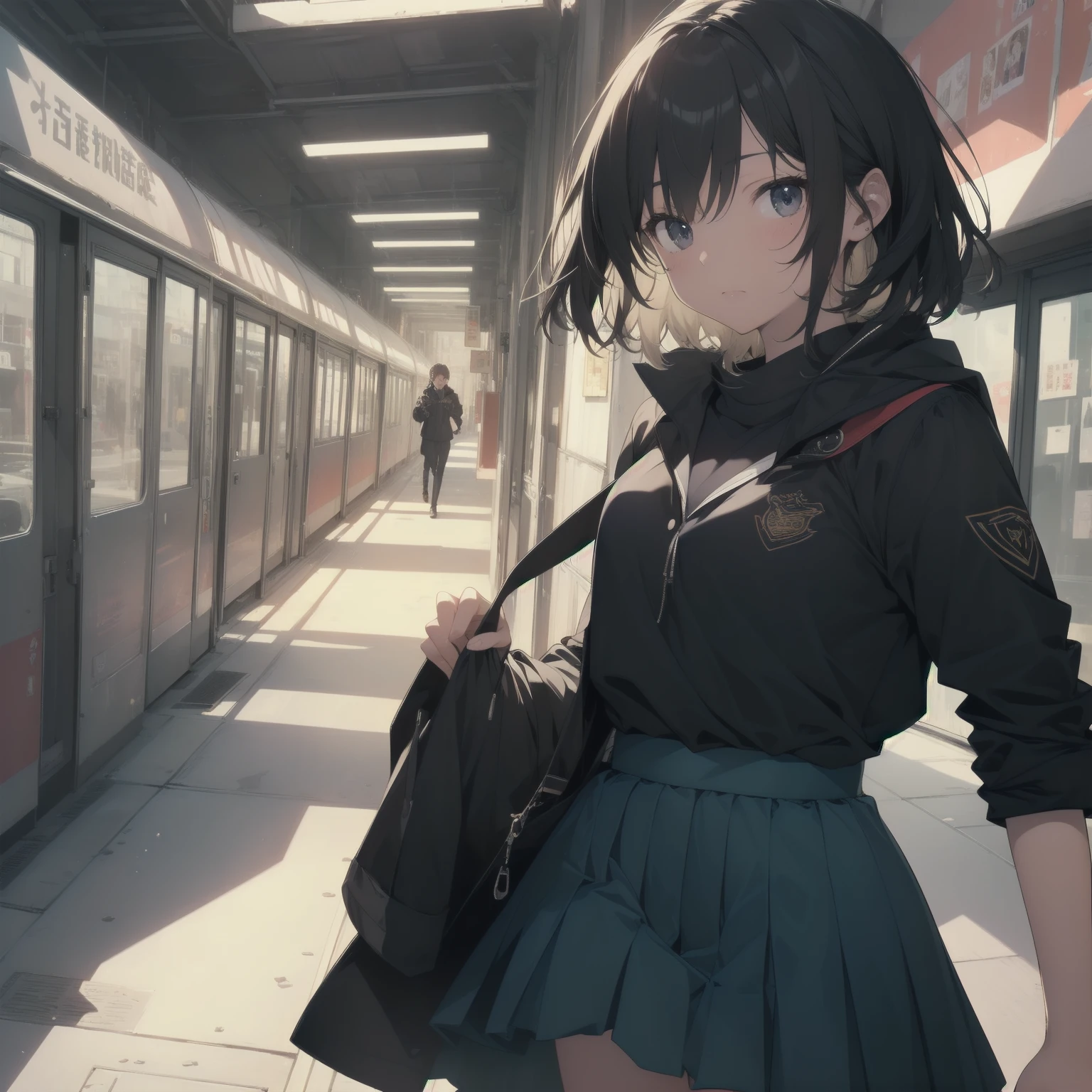 ultra-absurdres-Top quality by artist God, ultra-detailed, high resolution, anime moe artstyle, best anime 8k konachan wallpaper, pixiv contest winner, pool:2810, perfect anatomy,break, 1girl, (Please draw a girl walking sleepily to school alone. )break,(Solo,little female, 13-year-old:1.3),Full limbs, complete fingers,a junior high school student, (very short hair), short cut, flat chest, , small butt, small black eyes, beautiful detailed eyes, well-proportioned iris and pupils, expressive eyes, highres detailed hair, soft expression, salor school_uniform, sailor collar, serahuku, bow, pleated skirt,(Detailed Lighting), (Detailed background), in the School commute route. break,super detailed skin, Best cinematic lighting powered by famous artist, 8k,beauty illustration,photoshop_(medium),very aesthetic,break,((artist:yuuhagi_(amaretto-no-natsu) )), artist:clamp ,artist:carnelian ,artist:kantoku ,
