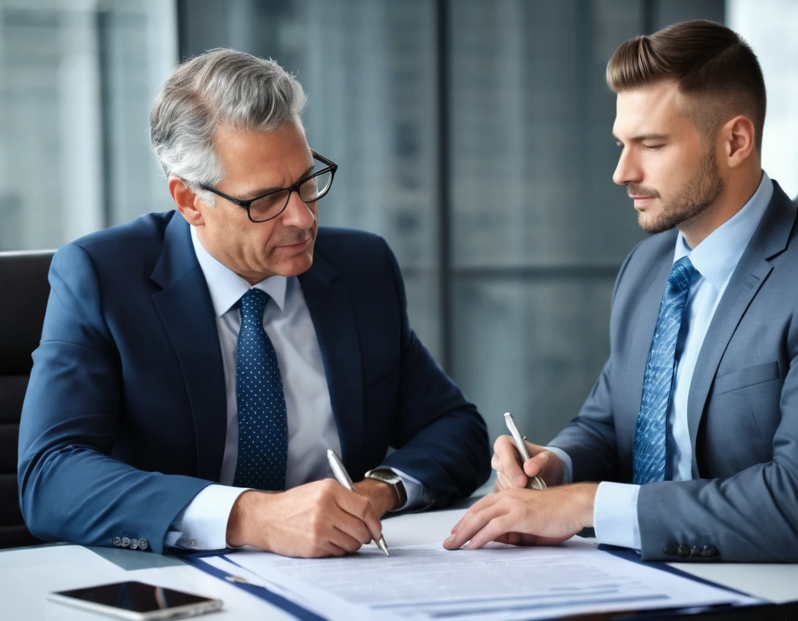 two businessmen negociating a big commercial contract