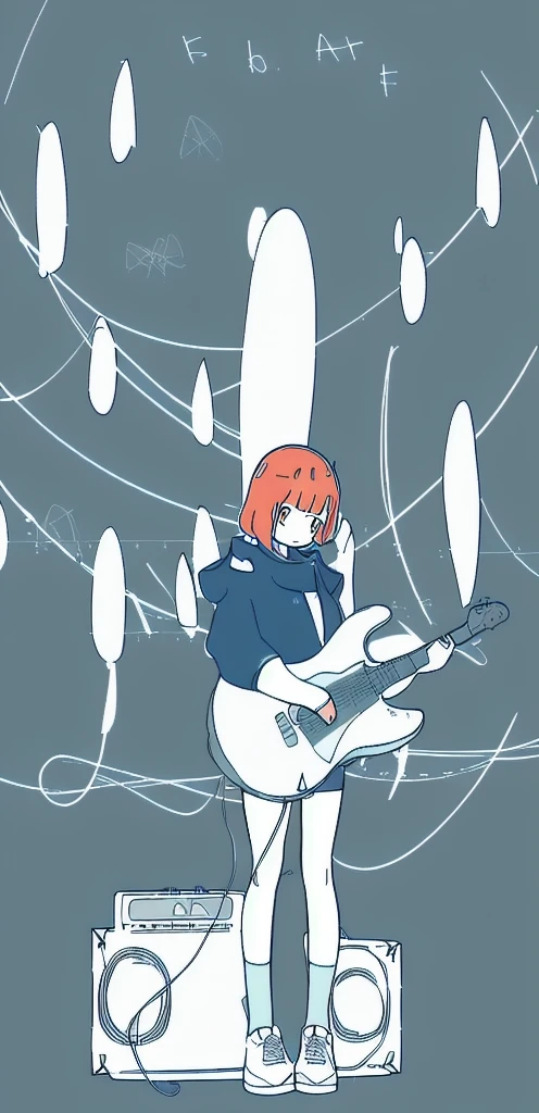 by haru, 1girl, instrument, solo, , simple background full body 