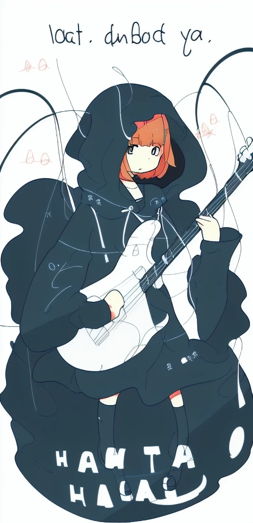by haru, 1girl, instrument, solo, , simple background full body
