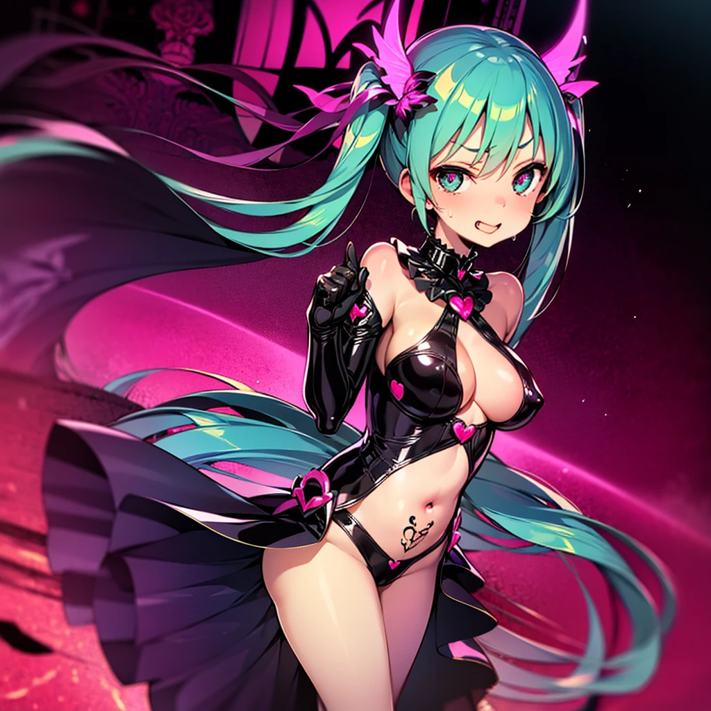 (masterpiece),(Highest quality),(Super detailed),(Best illustrations),(Best Shadow),(Absurd),(Detailed Background),(so beautiful)Hatsune Miku, 16K, 8k, 4K,(Best Shadow), (so beautiful), One person, alone, , , , (detailed beautiful eyes), Big Breasts, , heart-shaped pupils, Oculogyric crisis, curvy, , Perfect figure, , , Arched back, Beautiful nipples, pussy, orgasm, afterglow, erotic smile, , , Open your mouth languidly, , Sexy posture, , , cross-eyed, rolling eyes, , water eyes, tears, , tongue out, , , , saliva trail, , shiny skin, , Thigh fetish, , , torogao, ahegao, BREAK, , Dramatic lighting, , Psychedelic Background, night, pink neon, , Torrent of Light, mysterious, spoken heart,, , ,crotch tattoo