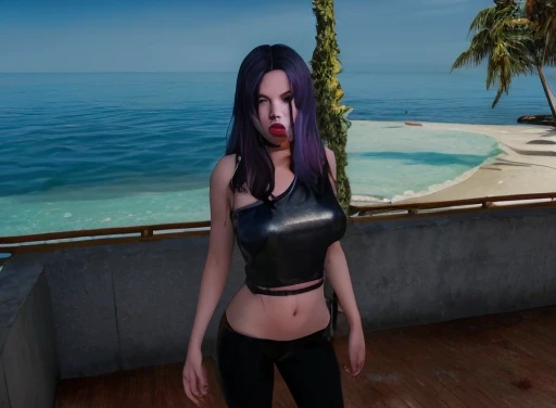 sexy realistic girl, with a red eyes
