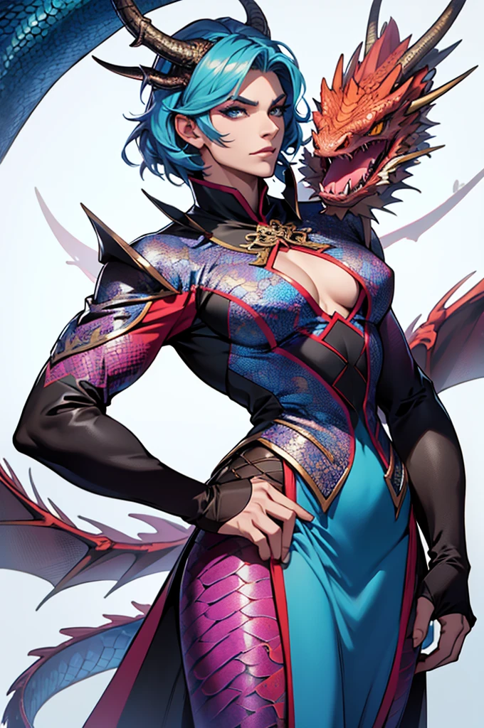 Drag queen clothing, scales, dragon, dress, hole body