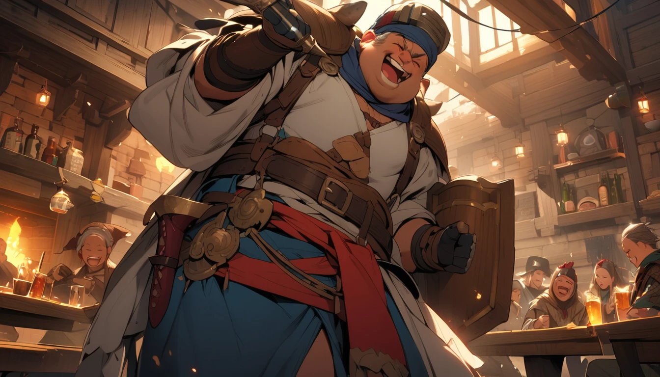 (masterpiece:1.4), (Highest quality:1.4), Very detailed, Complex, Very detailed, shape,Soft lighting, Tavern, More than one personで語り合う, Hopeful Face, smile, More than one person, Mixed gender, a group of adventurers, character from RPG games, (character: human, Fairy, Fairy, Dwarf, The Hobbit), (exterior: Swordsman Style, Shaman Style, Monk Style, Magician style), (belongings: Long sword, dagger, Holy Staff, Magic wand, shield, metal armor, Leather Armor), Perfectly accurate anatomical shape、All limbs intact、Perfect full finger, Colorful characters, Drinking alcohol and getting drunk, Dancing drunk,Huge, Majestic, Uplifting expressions, みんなのsmileが素晴らしい.