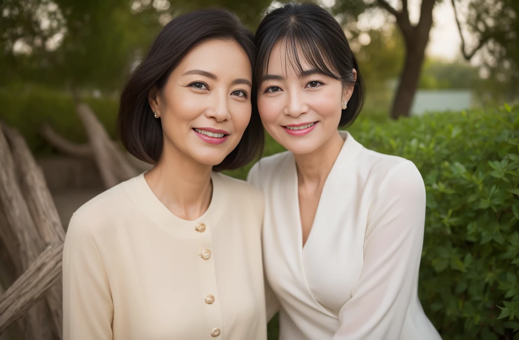 52 years old、smile、beautiful、High-end products、Custom-made clothing, elegant、Shining Eyes、stare、