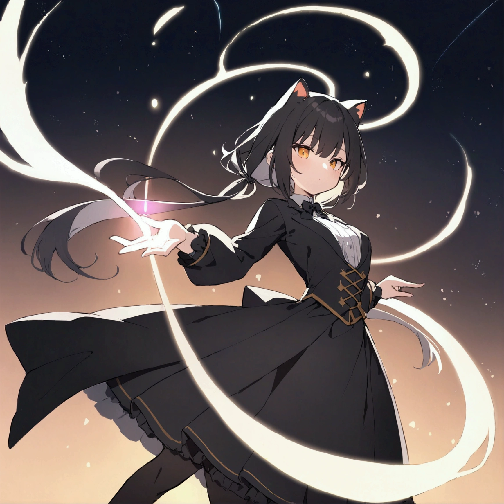 1 black cat girl, 
