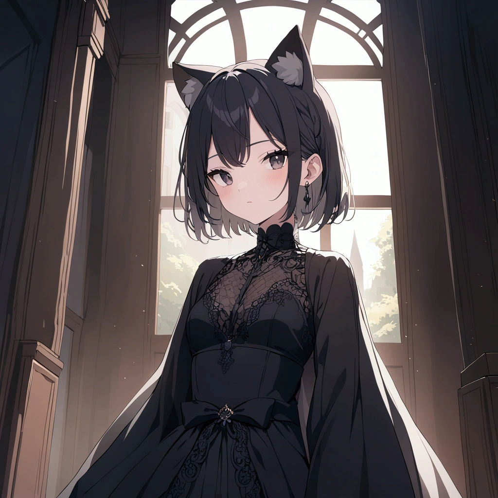 1 black cat girl,