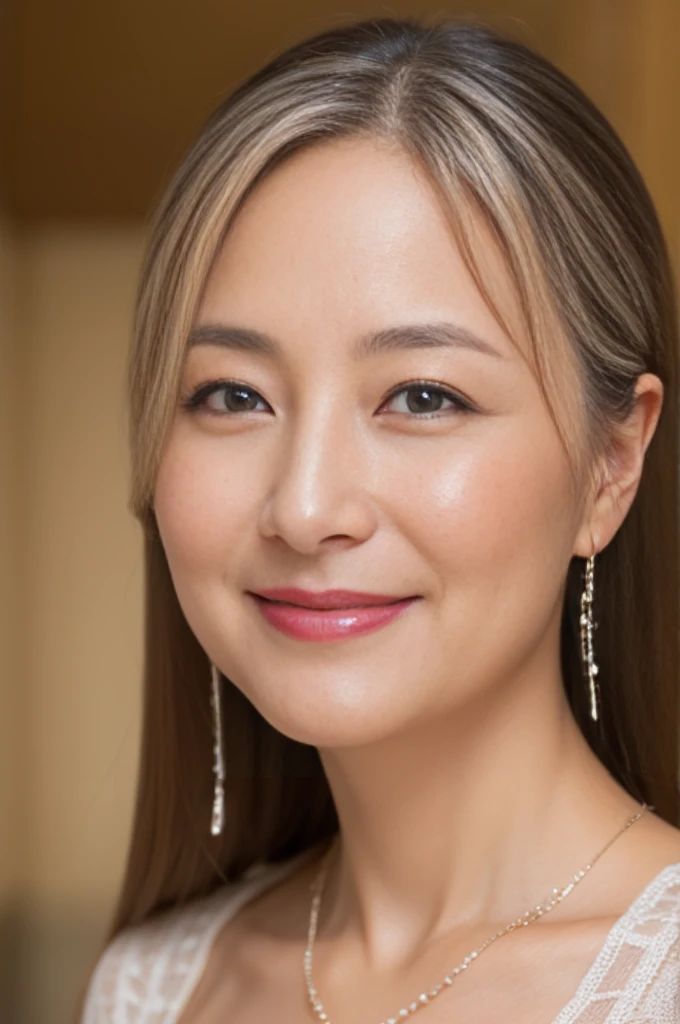 52 years old、smile、beautiful、High-end products、Custom-made clothing, elegant、Shining Eyes、stare、