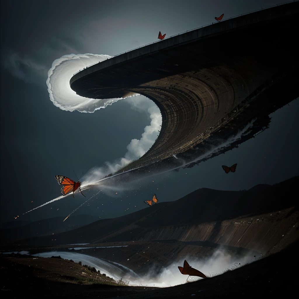 a butterfly is creating a tornado