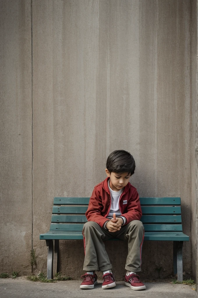 Create a picture of a boy waiting for his friends 