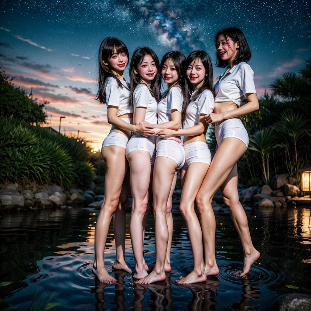  Masterpiece of ProfessionalPhoto ((ExtremelyDetailed (12 PICHIPICHI KAWAII Girls Floating in The Air in a row:1.37) in WHITE at Dusk Enoshima Beach)), {(Standing Full Body:1.2)|(from below:1.2)|Detailed KAWAII face}, Different types of hair colors, {(skinny(school swimwear))|(SchoolUniform)with Skinny AthleticShorts}, {(Corrected Childish hand)|Hidden hand|Different types of breasts|(Clearly Visible the shape of Butt)}, Joyful Expressions LifeLike Rendering, Detailed clothing texture, PerfectLighting, (Dazzling Horizon Visible through ThighGap), (Starry IridescentParticles:1.22) ColorfulClouds