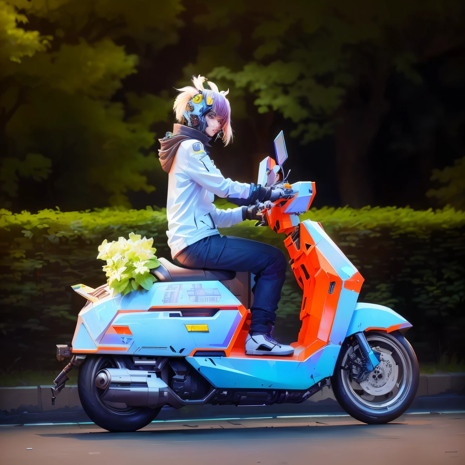 Transform this image into a cyberpunk mecha style