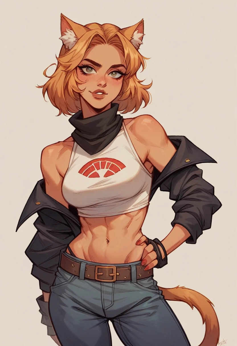 Cat humanoid, hip hop clothes, gta v ĺoading screen art,