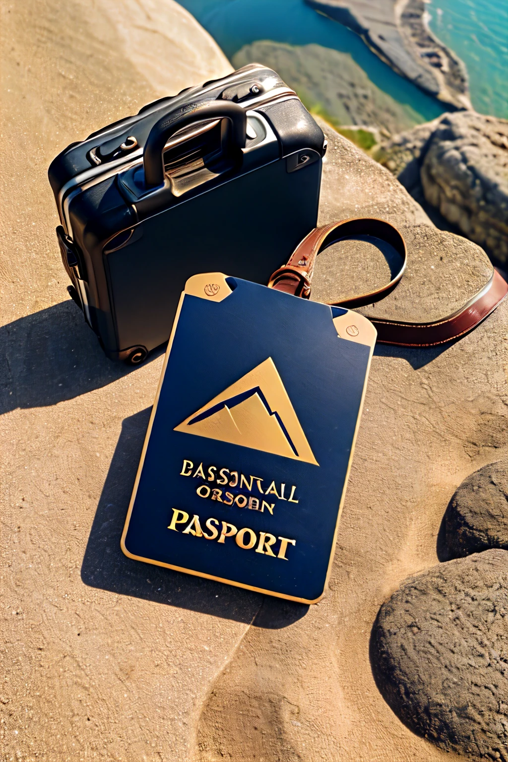 "Create an image featuring a vibrant travel scene, such as a picturesque beach, a bustling cityscape, or a serene mountain landscape. In the image, include a personalized element, like a luggage tag, passport, or sign that prominently displays the name 'Arslan' to signify the traveler's identity."