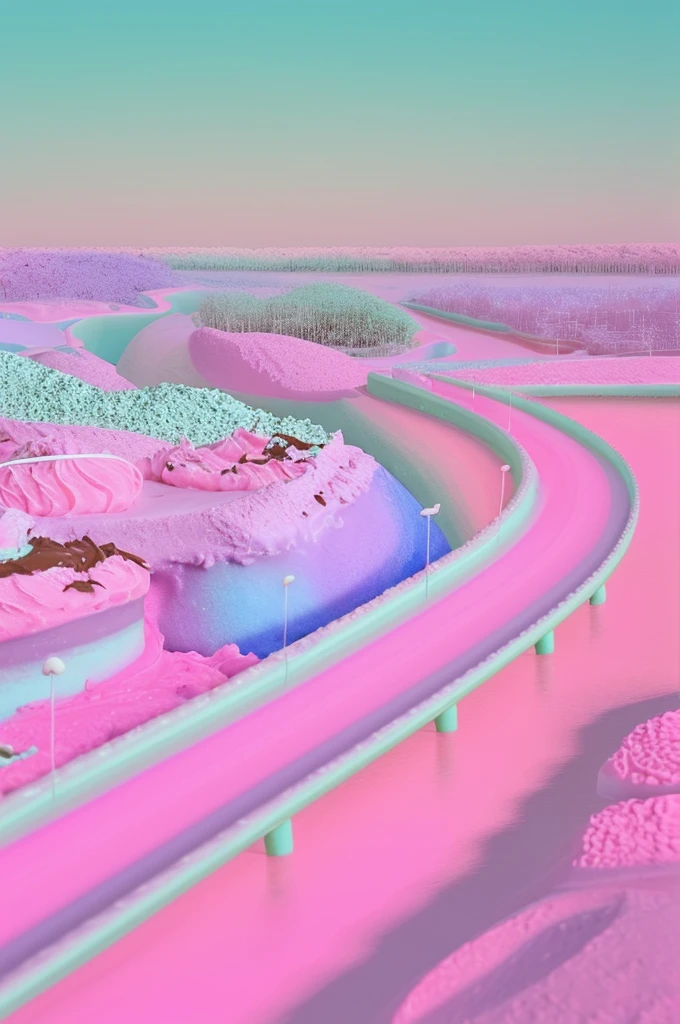 made of ice cream,pink,cream,chocolate,blue,Green ice cream