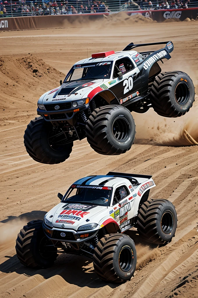 Monster truck racing stunt