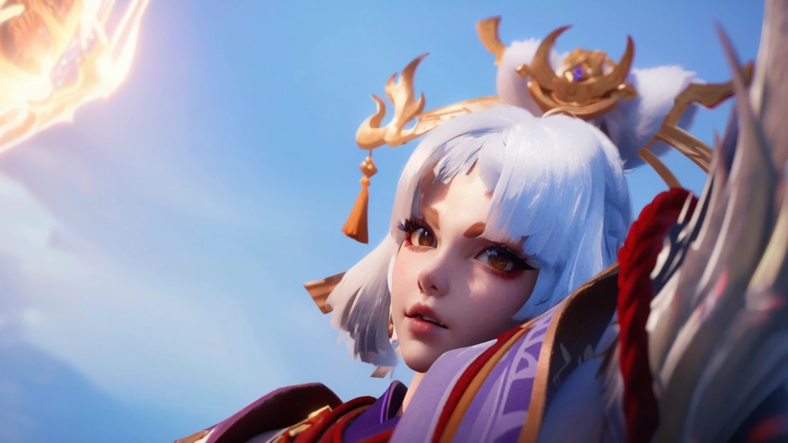 a close up of a woman with white hair and a white wig, onmyoji portrait, onmyoji, ayaka game genshin impact, zhongli from genshin impact, keqing from genshin impact, ayaka genshin impact, onmyoji detailed art, artgerm ; 3d unreal engine, unreal engine render + a goddess