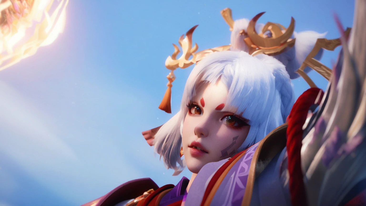 a close up of a woman with white hair and a white wig, onmyoji portrait, onmyoji, ayaka game genshin impact, zhongli from genshin impact, keqing from genshin impact, ayaka genshin impact, onmyoji detailed art, artgerm ; 3d unreal engine, unreal engine render + a goddess
