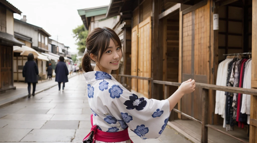 beautiful girl、Yukata、Big pushing up clothes、