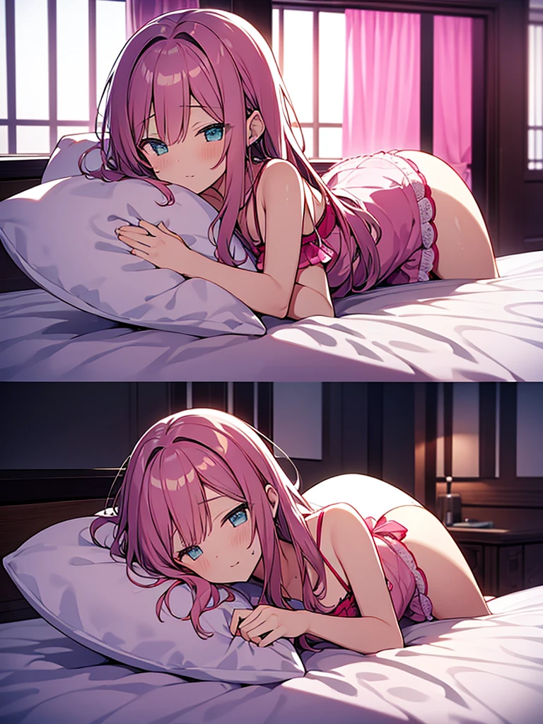 Love hotel room, sex bed, love pillow, pink space
