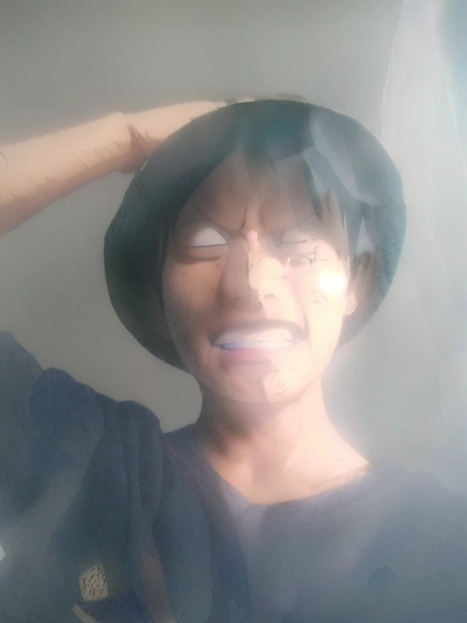 Realistic images of a man with a hat and a shirt, luffy, monkey d luffy, monkey d. luffy, luffy (one piece, luffy from one piece, portrait of luffy from one piece, from one piece, inspired by Eiichiro Oda, one piece, one piece style, eiichiro oda style, luffy dressed as naruto, one piece artstyle,background beach