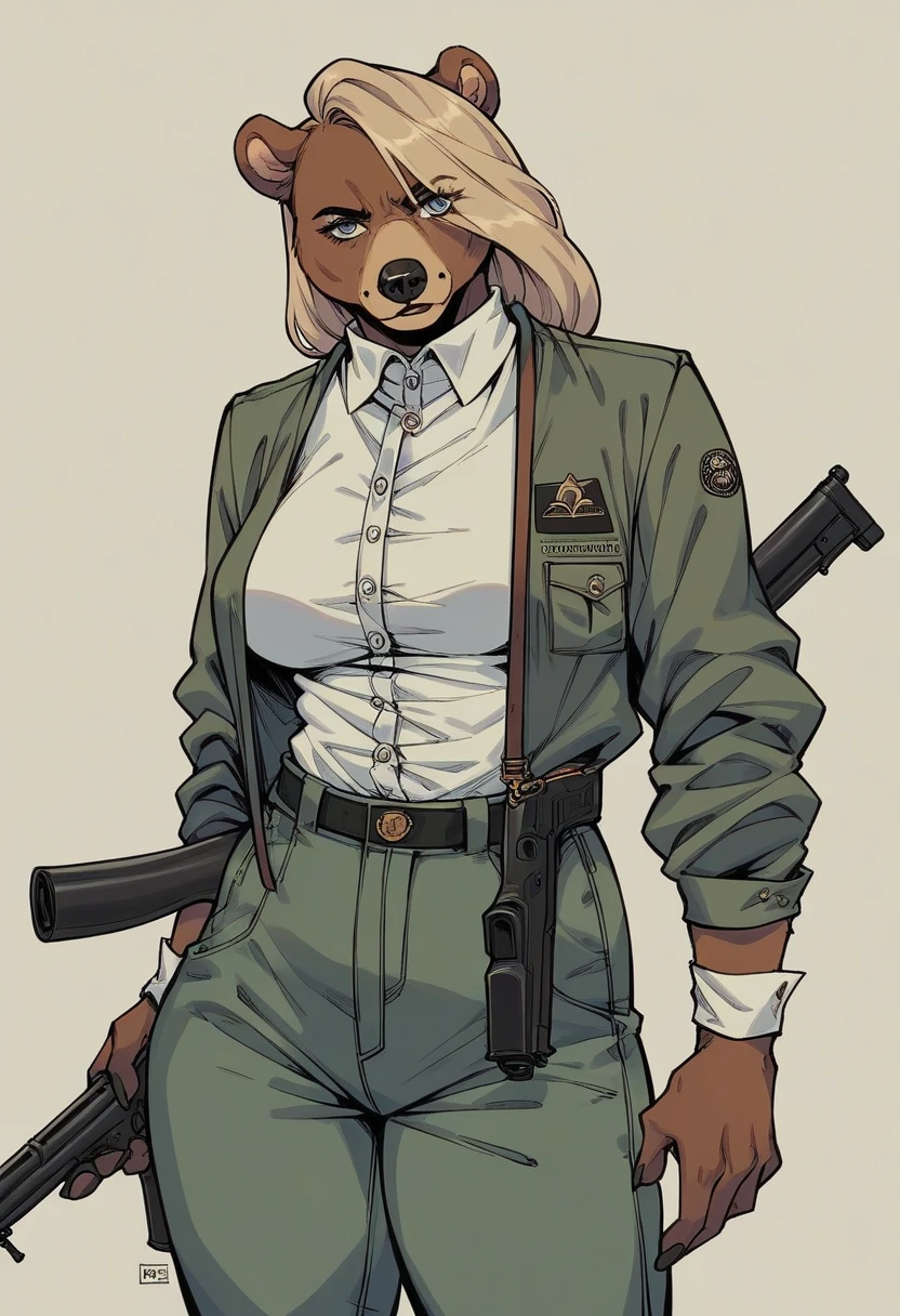 Bear, hip hop clothes, shotgun, Mercedes Benz, gta v ĺoading screen art,