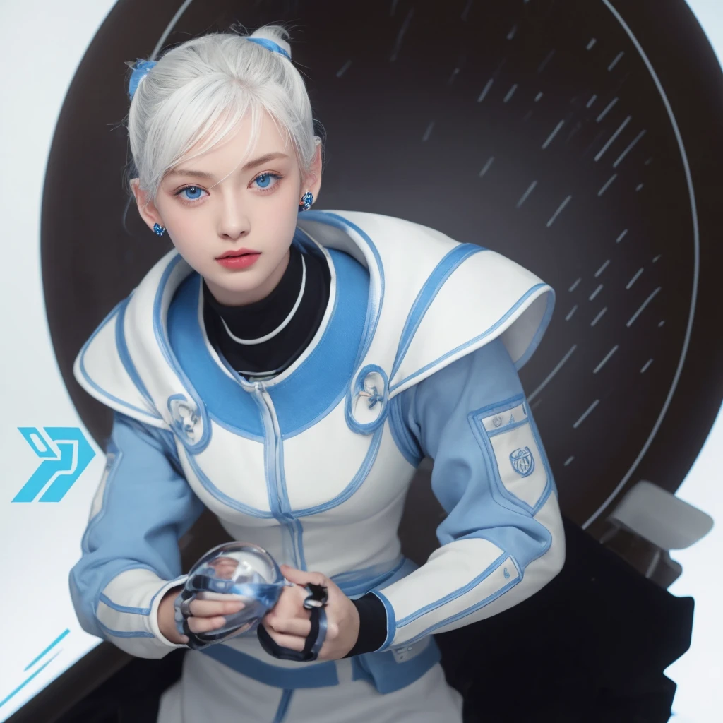 white gloves、Enveloped in pale light、Using magic、magic wand、silver eyebrows：1.3、Blue muffler、white coat、highelf：1.2、elf ears、beautiful ears、green eyes、beautiful eyes、Silver hair：1.2、short eyebrows、twin tails、red earrings、detailed hair、23 years old、female：1.2、movie writing、(best quality, 8K, 32K, muste piece, ticker:1.2)