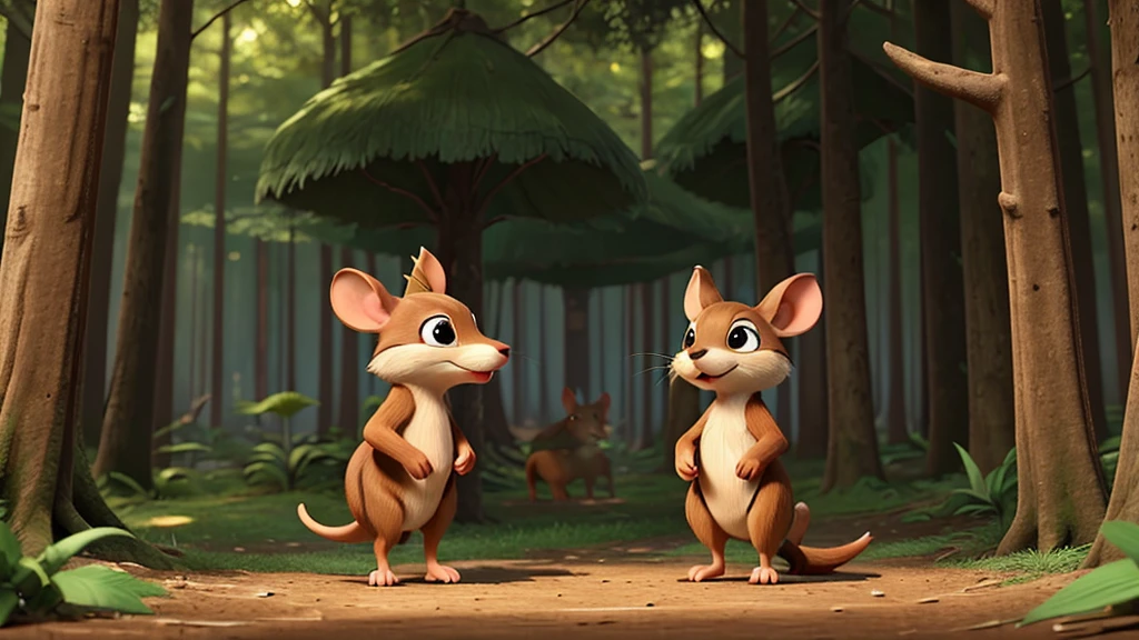 In a shady forest full of big trees, there lived a clever Mouse deer.