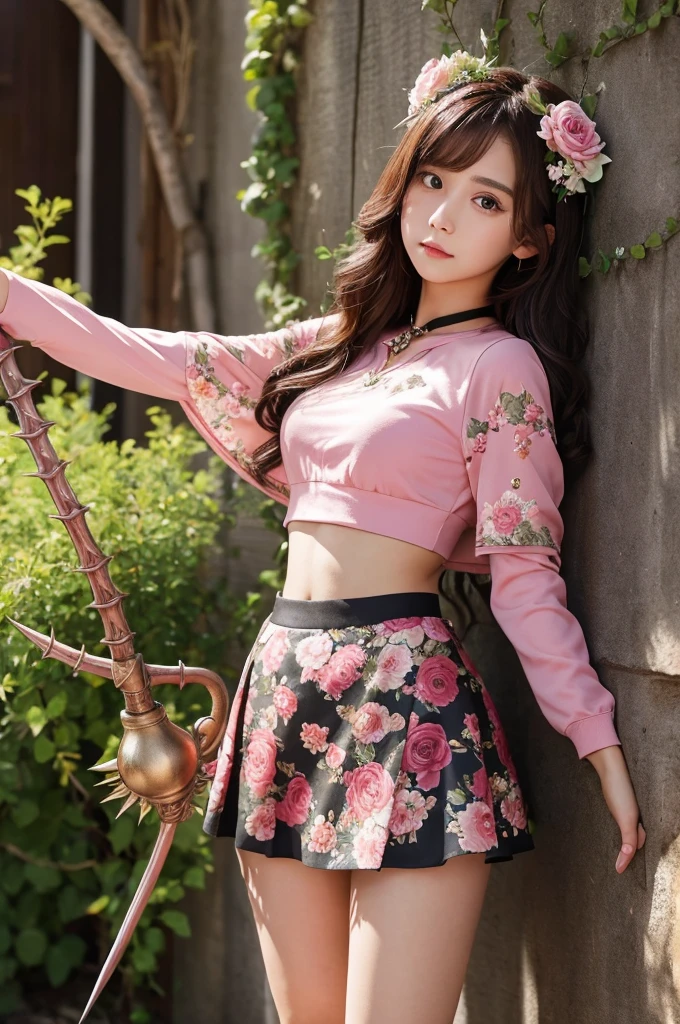 Floral Shield、Flower Armor、Floral Mini Skirt、Whip of thorns、girl
