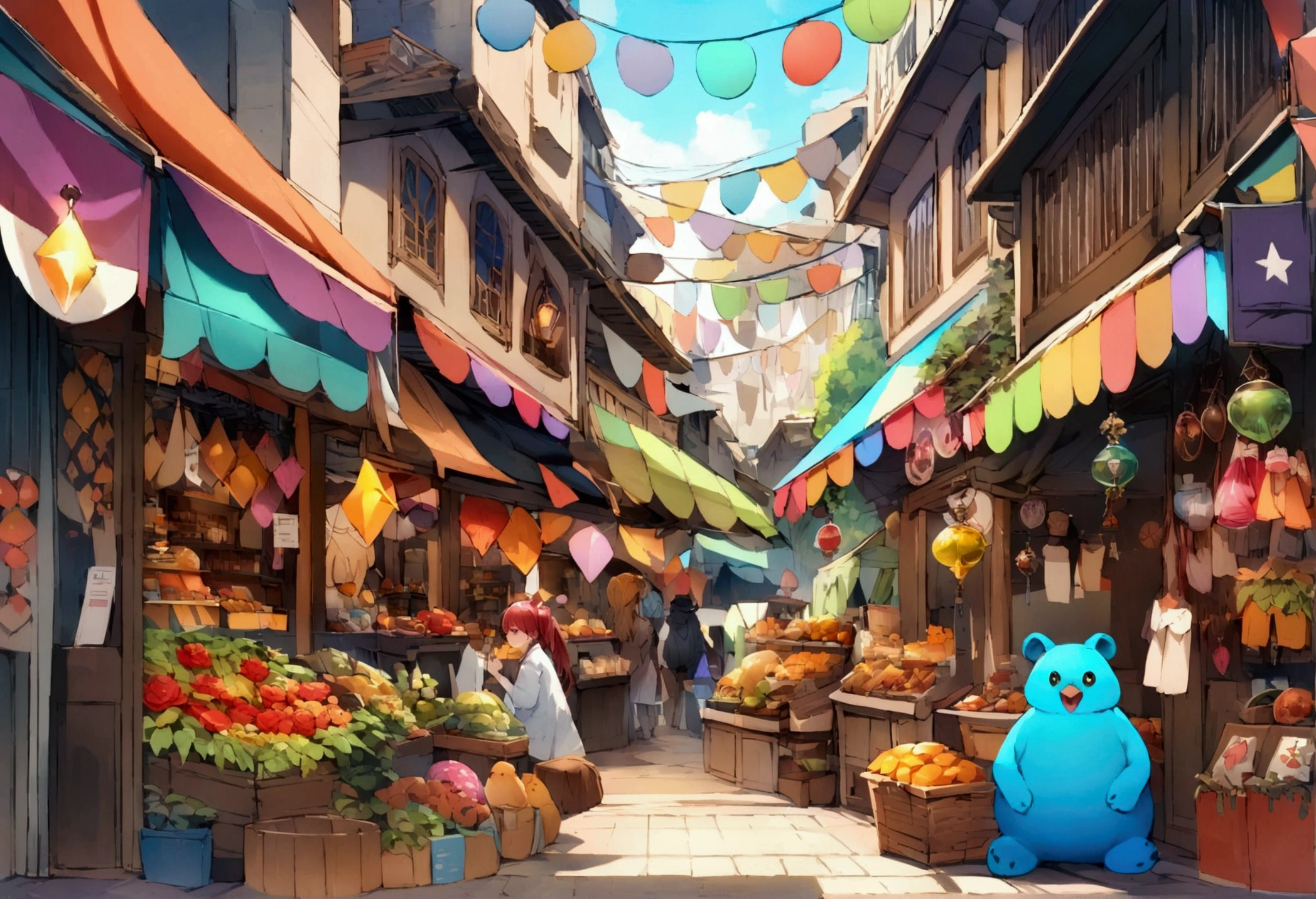background: A bustling market in the Magic City, Creatures of various shapes and sizes object mysterious artifacts々Where to replace.

letter: Mischievous, Quick finger thief (By Keira) In the mysterious air, Steal powerful amulets from vendors' stalls.{Realistic}，Adventurer、Wizard
