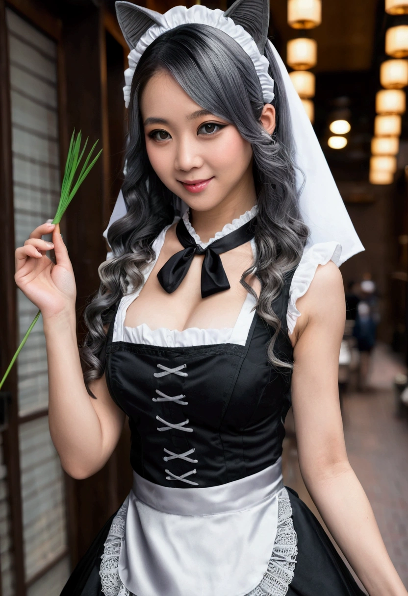 1 14-year-old junior high school girl，Long hair,Smile, ((maid outfit)),(On the city streets) original photo, (photo实际of:1.37, 实际of), High detail CG unified 8K wallpaper, Looking at the audience, (((Directly from the front))), (Head office skin:1.8, 有光泽of皮肤), 8KUltra HD, SLR camera, 柔和of灯光, 高quality, Film Grain, XT3, (professional lighting:1.6)，thick lips，Duckbill，巨大of，Low-cut装，Expose the upper chest(masterpiece, 最好of_quality, Super detailed, 8K, Ultra HD, Flawless:1.latin Blue Hair, Blue Hair，Catwoman,, Cat ears, 发光of粉红色眼睛, 害羞of, 合规of, Blushed, Moist oily skin,, 大of胸, 上面of心形纹身, , 大of腿粗, 优美of臀部曲线, 巨大of,E cup，Toxopus, Tight skin, Scantily clad, Lace, collar, For the audience, midnight, of,,Japanese Goddess, Cardigan Shirt, Korean Girl, 美丽ofAsian Girls, V-neck dress, Low-cut，巨大of，Expose the upper half of the chest，Not compact，下垂of大of胸，华丽of中国模特, 美丽of年轻韩国女人, Japanese Models, thick lips，Duckbill，Asian Girls, 美丽of年轻韩国女人,, 美丽of韩国女人,, Looking ahead,巨大of，大of，up,Portraits，super closeup,Facing the camera，Be careful when taking photos，Japanese ladies，Shredded Pork，丰满of身体，black，((((((Gray pupil))))))