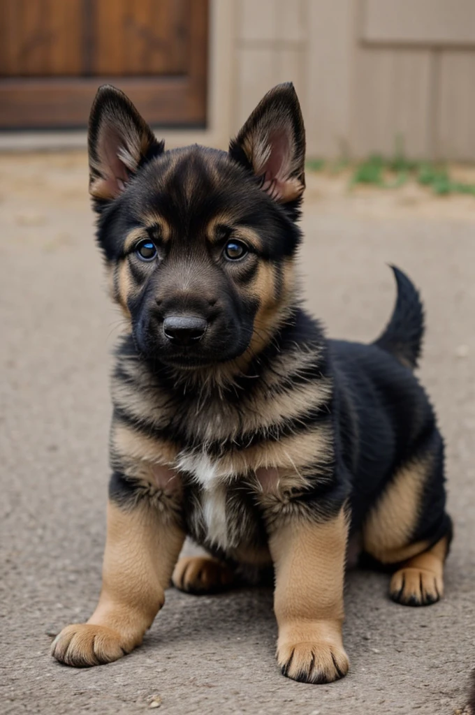 A German Shepherd puppy with a flirtatious look