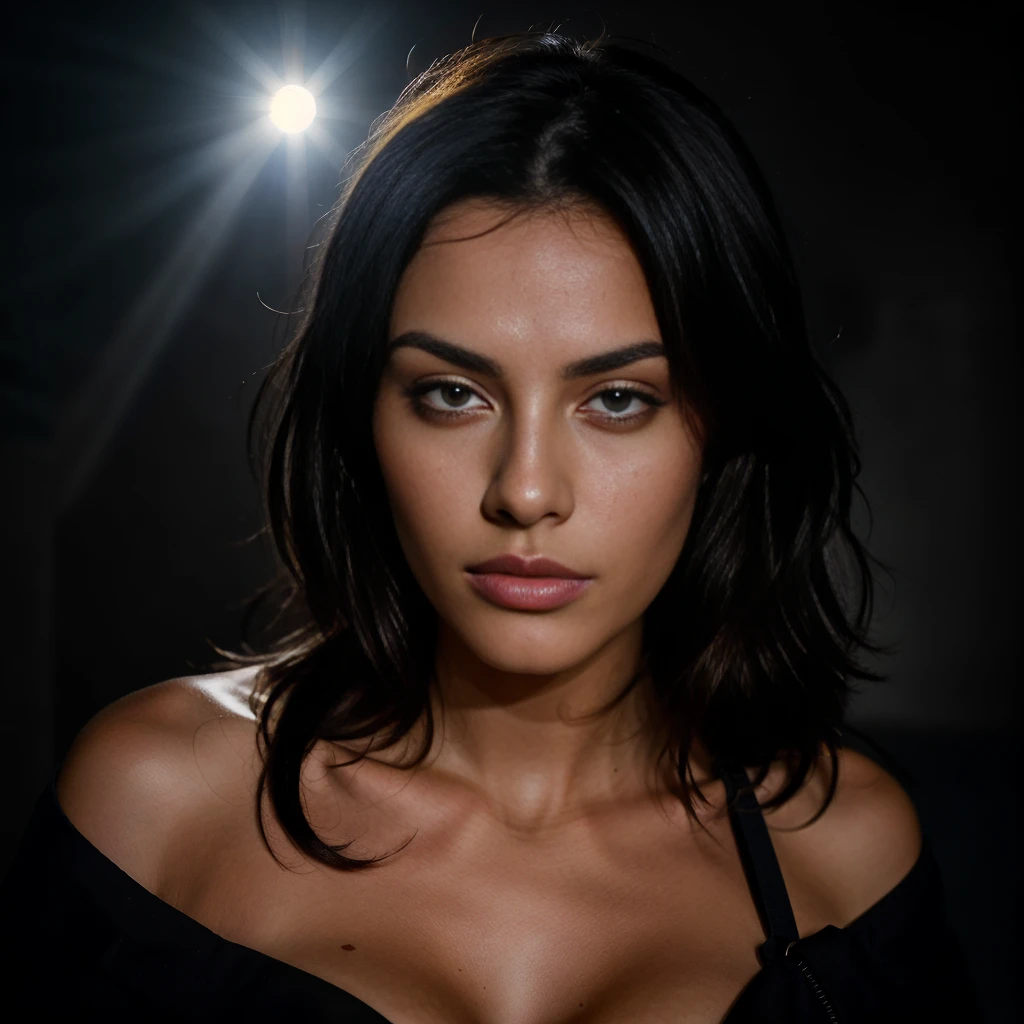 A confident, young brooding spanish R&B pop indie artist exudes charisma with a self-assured face and masculine dramatic lighting. Shot by a renowned photographer, the image captures the vibes of the atmosphere with a spotlight shining from above. This epic photograph showcases the artist in a captivating pose, emanating an aura of mystery and allure. The high-quality composition and attention to detail make this image a masterful piece of art that is sure to captivate viewers.