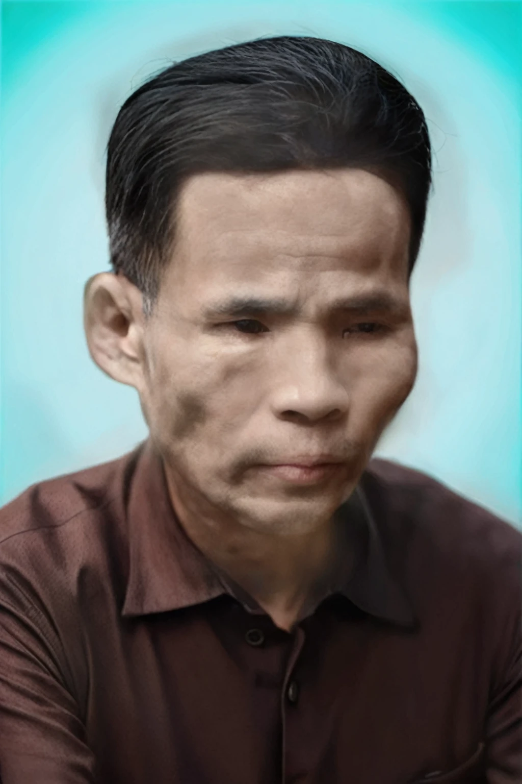 Highly realistic photo, Portrait of a 55 year old Vietnamese old man, masterpiece,best quality,(photo realistic: 1.1),8k raw photo,a,detailed face,detailed skin,depth of field,