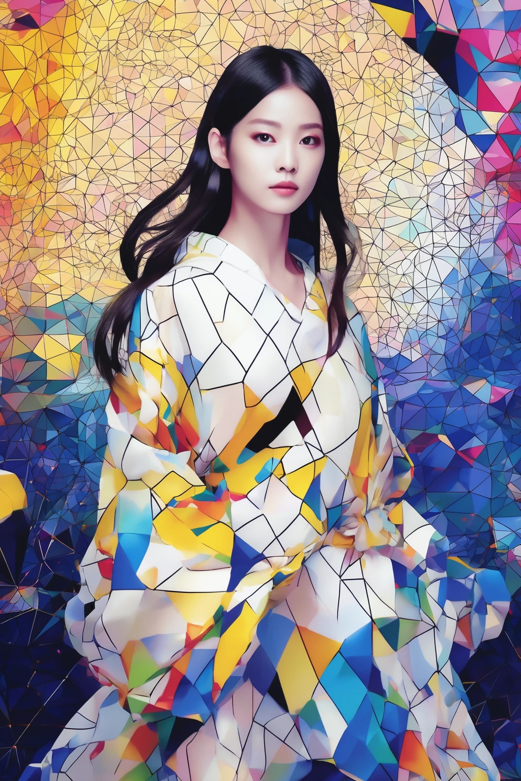 teamLab Style - Artwork、Geometric pattern、Masterpiece、Ultra high definition、Golden Ratio、Beautiful girl