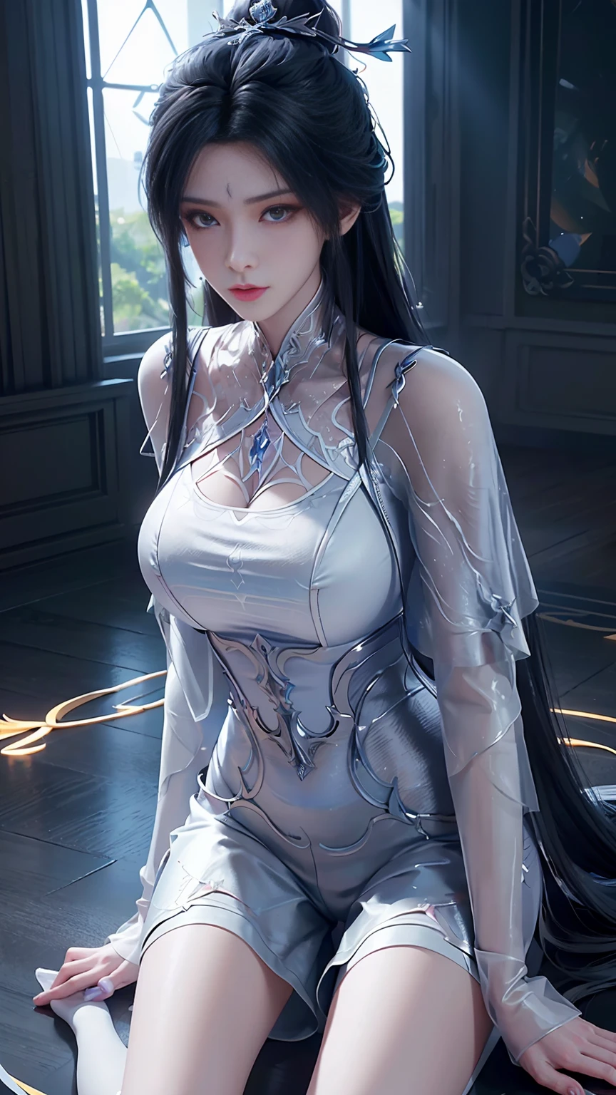 a white hair、Close-up of Miss wearing white mask, Beautiful character painting, Gu Weiss, Gurwitz-style artwork, White-haired god, author：Yang Jie, Epic and beautiful character art, Stunning character art, author：Fan Qi, by Wuzhun Shifan, pixiv Art Street Guviz, Single ponytail, insult, High Ponytail, Tall and big, Long legs, (Sleeveless lace shirt), (shorts), (Striped )), ((Striped )), Walk, elegant, dignified, Miss, Beautiful curves, sweet smile, Strong sense of detail and layering, colour丰富绚丽, Has a unique texture, rich and colourful, colour, vivid, Design Art, 16K, Very detailed, {{illustration}}, {Extremely refined}, {Exquisite surface treatment}, Very detailed, Delicate and shining eyes, {{Light}}, Ultimate light effect, model: Realism, CFG size: 12, Laura: Bright texture (1.35), high quality, masterpiece, Exquisite facial features, Delicate hair depiction, Detailed depiction of the eyes, masterpiece, best quality, Light line tracing, Extremely detailed CG unified 8k wallpaper, masterpiece, best quality,photography, (1 girl), Perfect Miss Body, (((Skinny white T-shirt))), beautiful eyes, (Delicate face), Black short hair, Tie your hair up, Light blue hairpin, Black silk frame glasses, in class, (White skin), (Optimal Lighting), (Super intricate details), 4K Unified, (Very detailed CG), Showing off her white legs, , Hot Pants, shorts,Sexy Long Legs, Thin waist, Sweat is running down my waist, Showing belly, Extremely detailed depiction, Pink Hair, Asymmetrical bangs, Transparent clothes, Hands on thighs, Move your eyes away, 8k resolution, Raise an eyebrow, Shiny hair, flower head, Wristband, bandage，Leather sexy pose, simple grey background, Crawl to the audience, Kitten pose, Get on all fours,