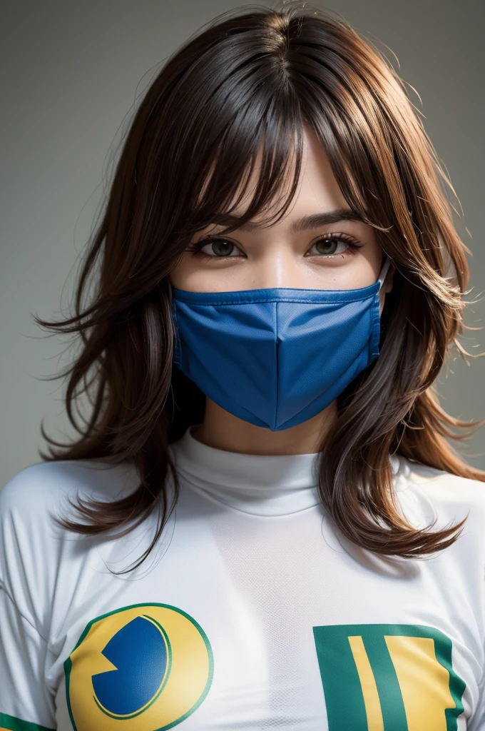 Free fire style Brazil shirt big soft hair with mask